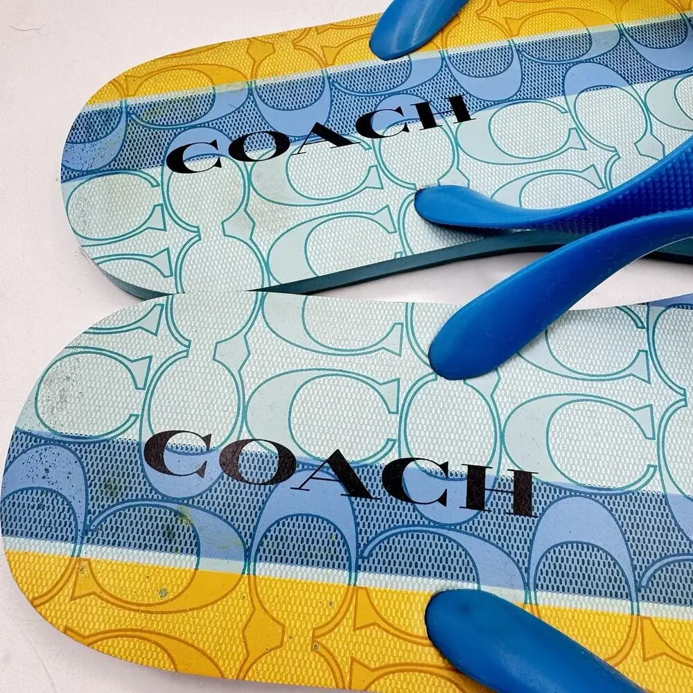 Coach Signature Flip Flop Sandals Shoes Size 9/10 Some Staining
